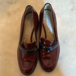 Stella McCartney Oxblood Block Heel Loafers